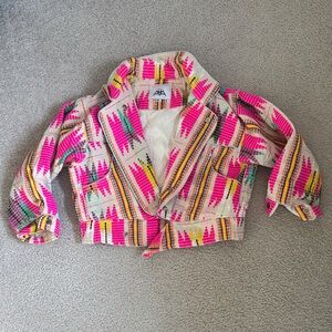 Colorful pattern cotton cropped Motorcycle jacket made in India.